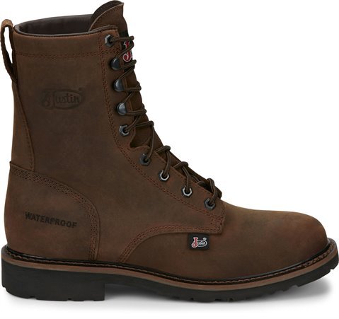 Justin Men's 8" Waterproof Drywall Brown Round Toe Work Boots - SE960 - 7D