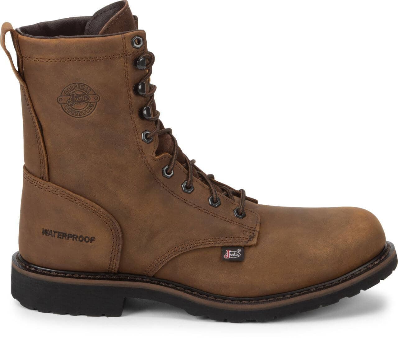 Justin Original Men's 8" Drywall Brown Round Steel Toe Work Boot - SE961 - 6EE