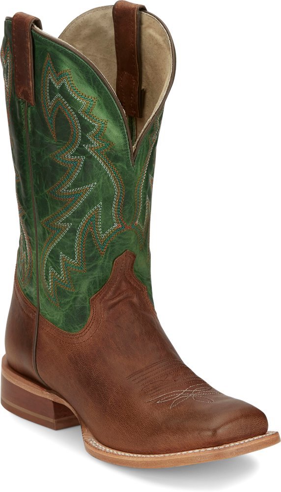 Tony Lama Men's 11" Luciano Green Pull - On Square Toe Western Boots - TL3031 - 7D