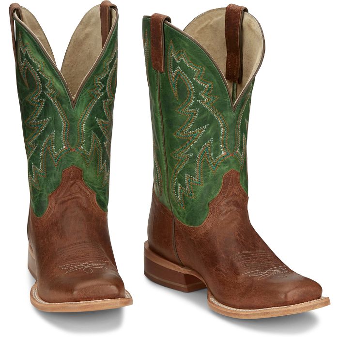 Tony Lama Men's 11" Luciano Green Pull - On Square Toe Western Boots - TL3031 - 7D