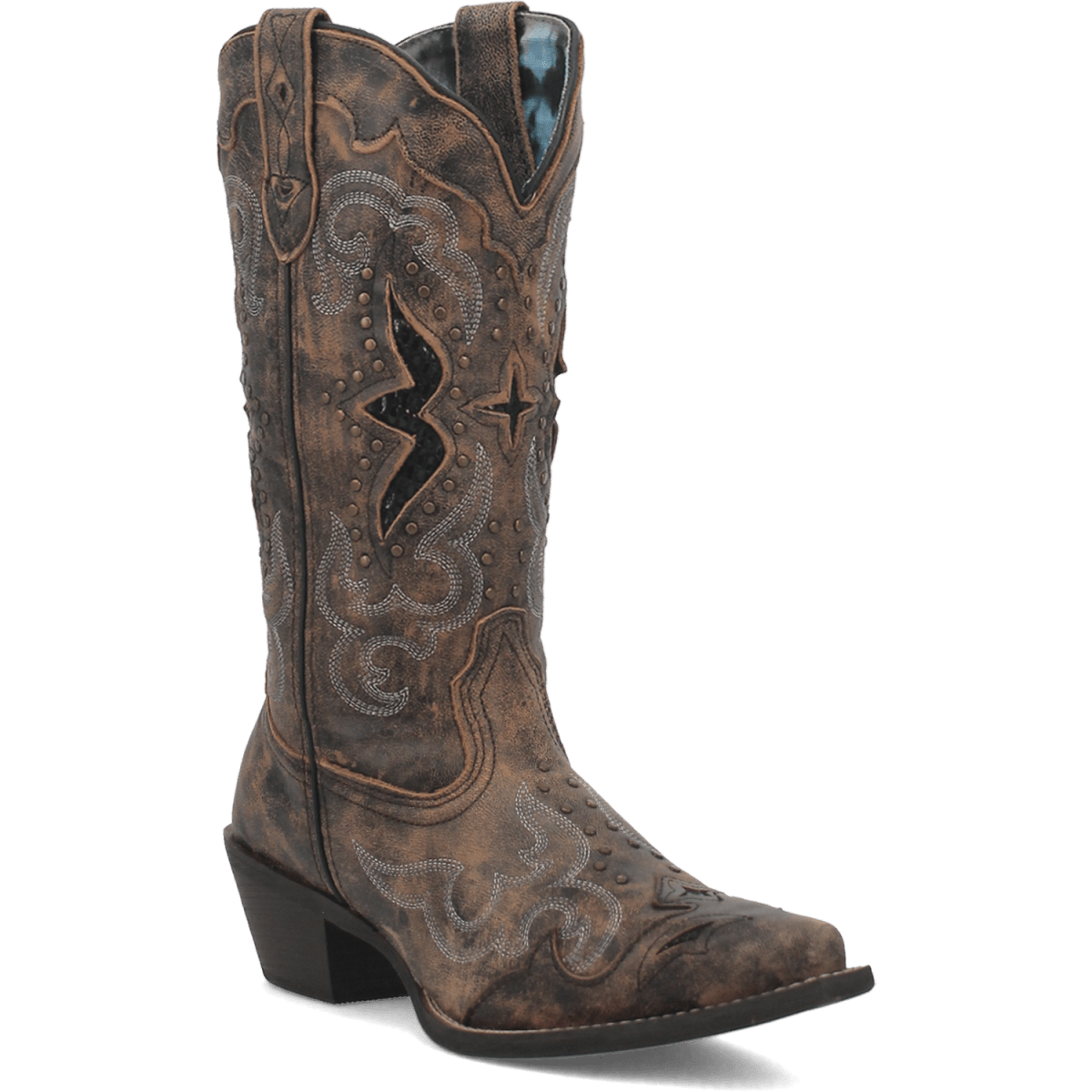 Laredo Women's 13" Lucretia Brown Embroidery & Studs Snip Toe Western Boot - 52133-6.5M