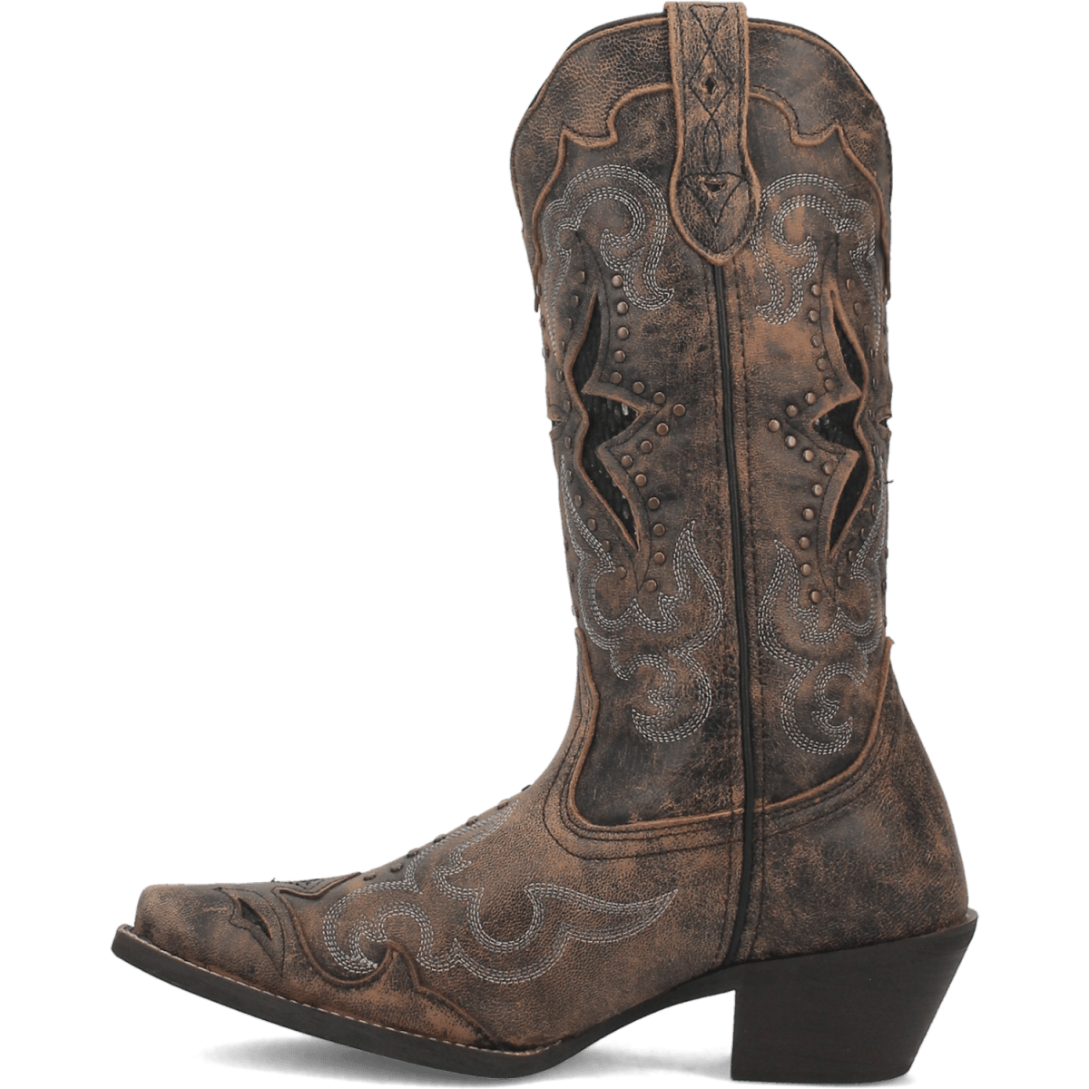 Laredo Women's 13" Lucretia Brown Embroidery & Studs Snip Toe Western Boot - 52133-6.5M