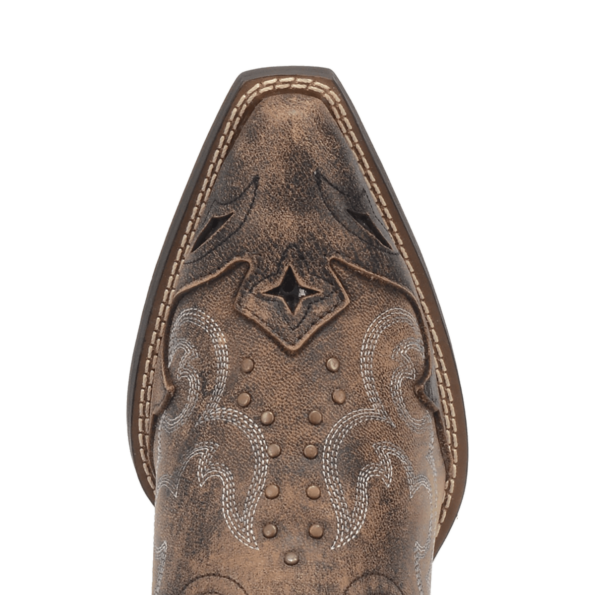 Laredo Women's 13" Lucretia Brown Embroidery & Studs Snip Toe Western Boot - 52133-6.5M