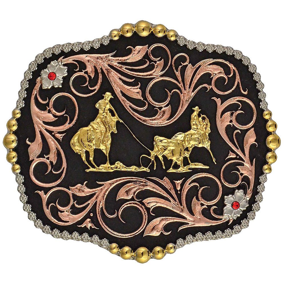 Montana Silversmiths Tri - Color Team Ropers Traditional Attitude Buckle - A392T