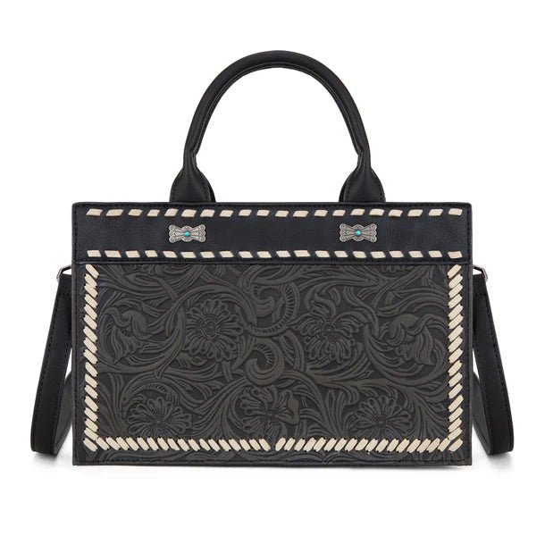Montana West Tooled Collection Tote/Crossbody - Black - MW1323-8011BK