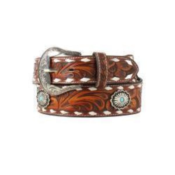 Nocona Women's Tan & Silver Buck Lacing Western Belt - N320004708 - S