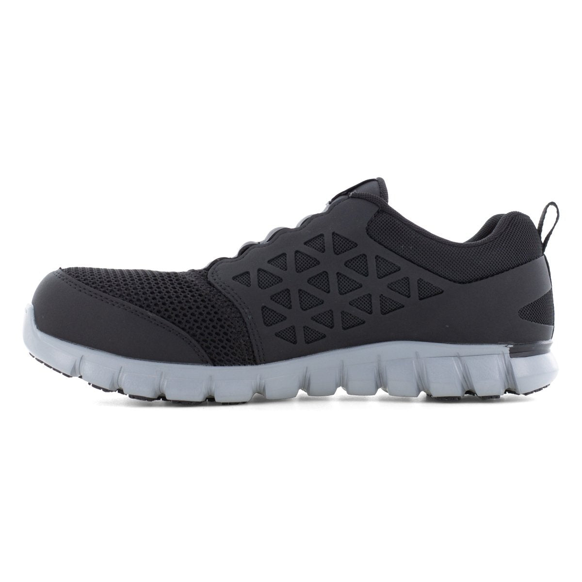 Reebok Men's Black and Grey Sublite Cushion Round Composite Toe Work Slip On Shoe - RB4052 - 6M