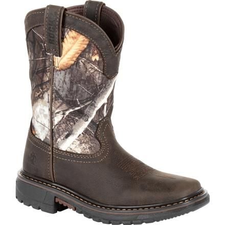 Rocky Boys 8" Ride FLX Brown Realtree Camo Square Toe Waterproof Western Boots - RKW0258C - 8.5M