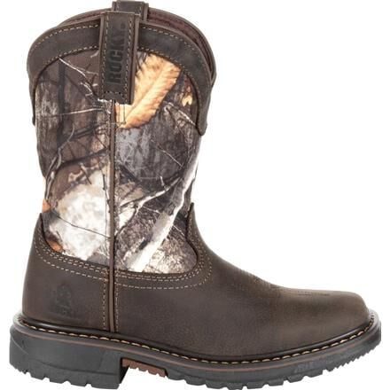 Rocky Boys 8" Ride FLX Brown Realtree Camo Square Toe Waterproof Western Boots - RKW0258C - 8.5M