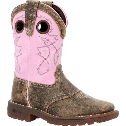 Rocky Girls 8" Big Kids Legacy 32 Pink Square Toe Waterproof Western Boot - RKW0408Y - 3.5M