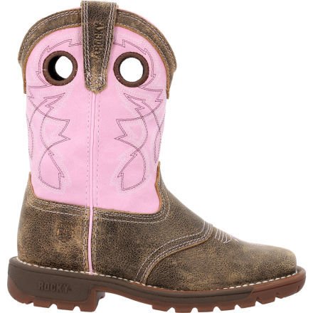 Rocky Girls 8" Big Kids Legacy 32 Pink Square Toe Waterproof Western Boot - RKW0408Y - 3.5M