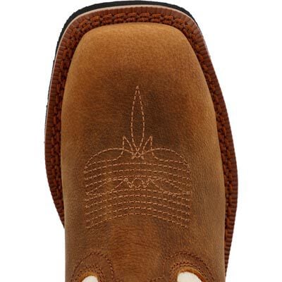 Rocky Boys 8" OTH Big Kids White & Brown Square Toe Western Boot - RKW0462Y-3.5M