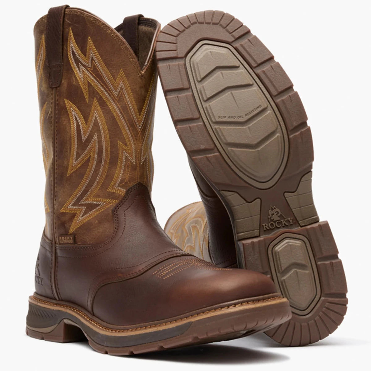 Rocky Men's Ride LTE Waterproof Western Work Boot - RKW0476-7M