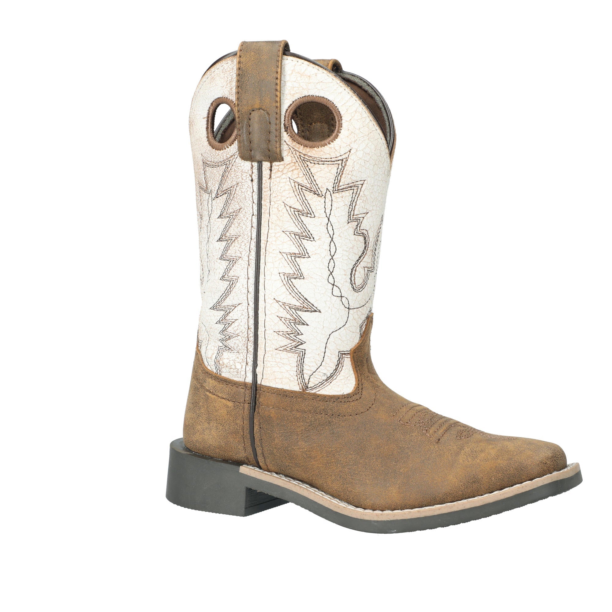Smoky Mountain Childrens Drifter Brown Distress Antique White Leather Western Boot - 3108C - 8.5D