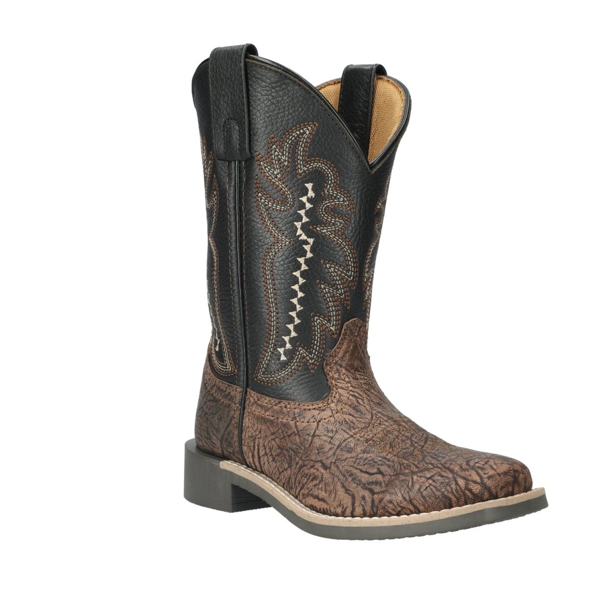Smoky Mountain Youth Boys 8.5" Presley Brown & Black Square Toe Western Boot - 3320Y - 3.5R