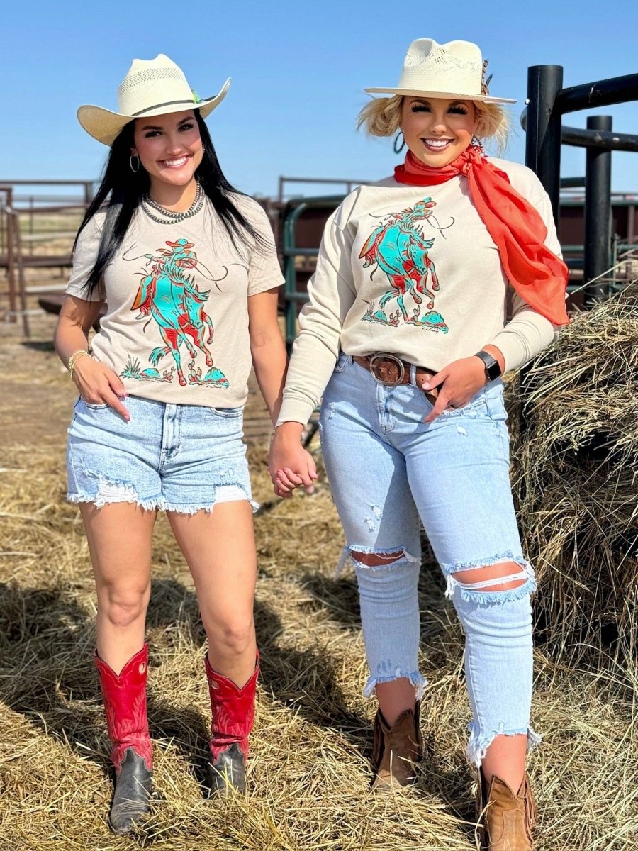 Texas True Threads Sunset Cowboy Tee - Heather Tan - 3001-HEATHERTAN-S