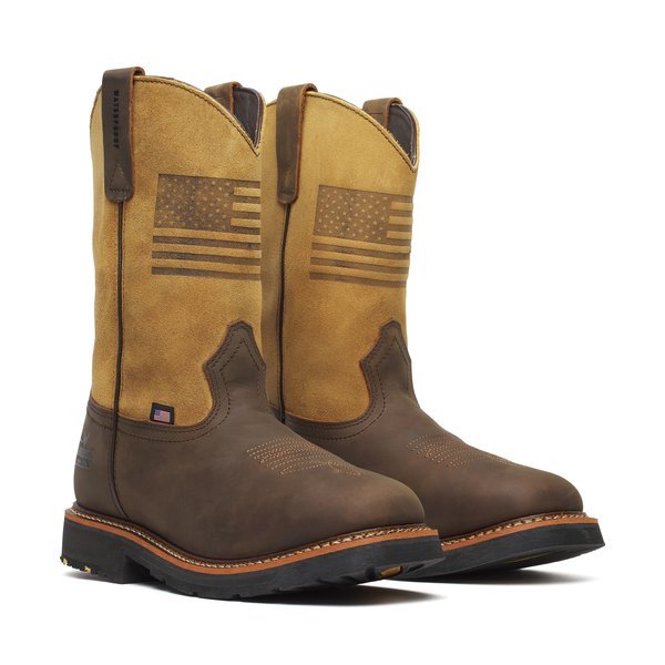 Thorogood Men's 11" Crazy Horse & Tan USA Flag Waterproof Square Toe Western Work Boot - 814 - 4338 - 7D