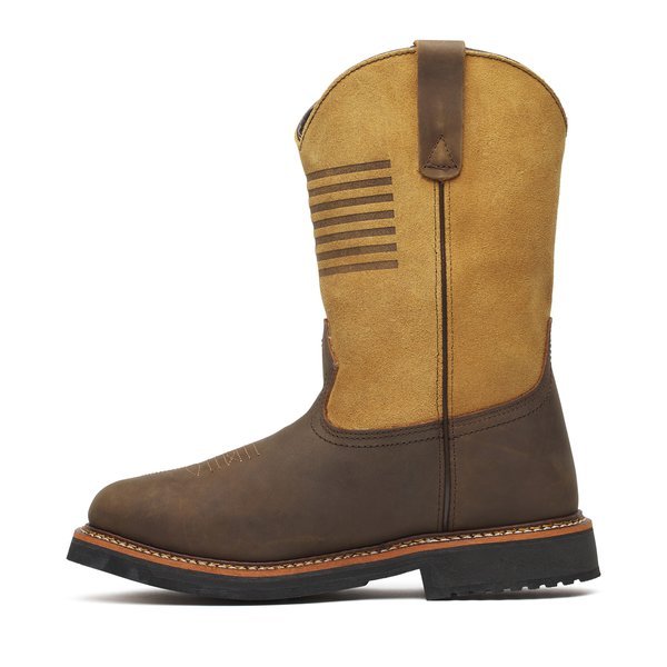 Thorogood Men's 11" Crazy Horse & Tan USA Flag Waterproof Square Toe Western Work Boot - 814 - 4338 - 7D