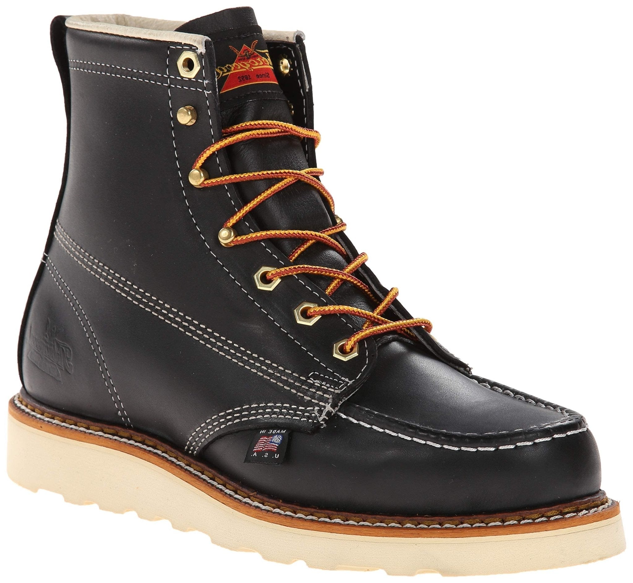 Thorogood Men's American Heritage 6" Black Moc Toe Maxwear Wedge Work Boot - 814 - 6201 - 5D