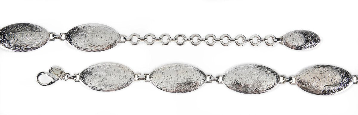 Tony Lama Women's Silver Concho Chain Black Western Belt - 5500L - S