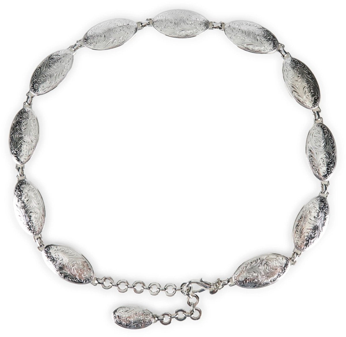 Tony Lama Women's Silver Concho Chain Black Western Belt - 5500L - S