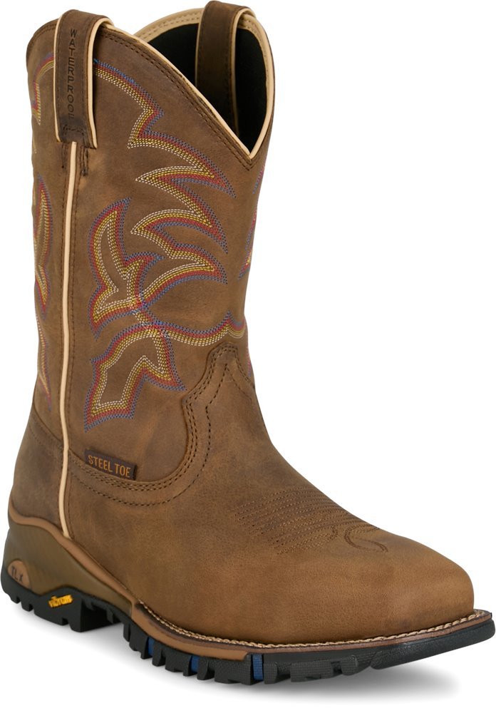 Tony Lama Men's 11" Roustabout Tan Square Toe Safety Boots - TW5022-7D