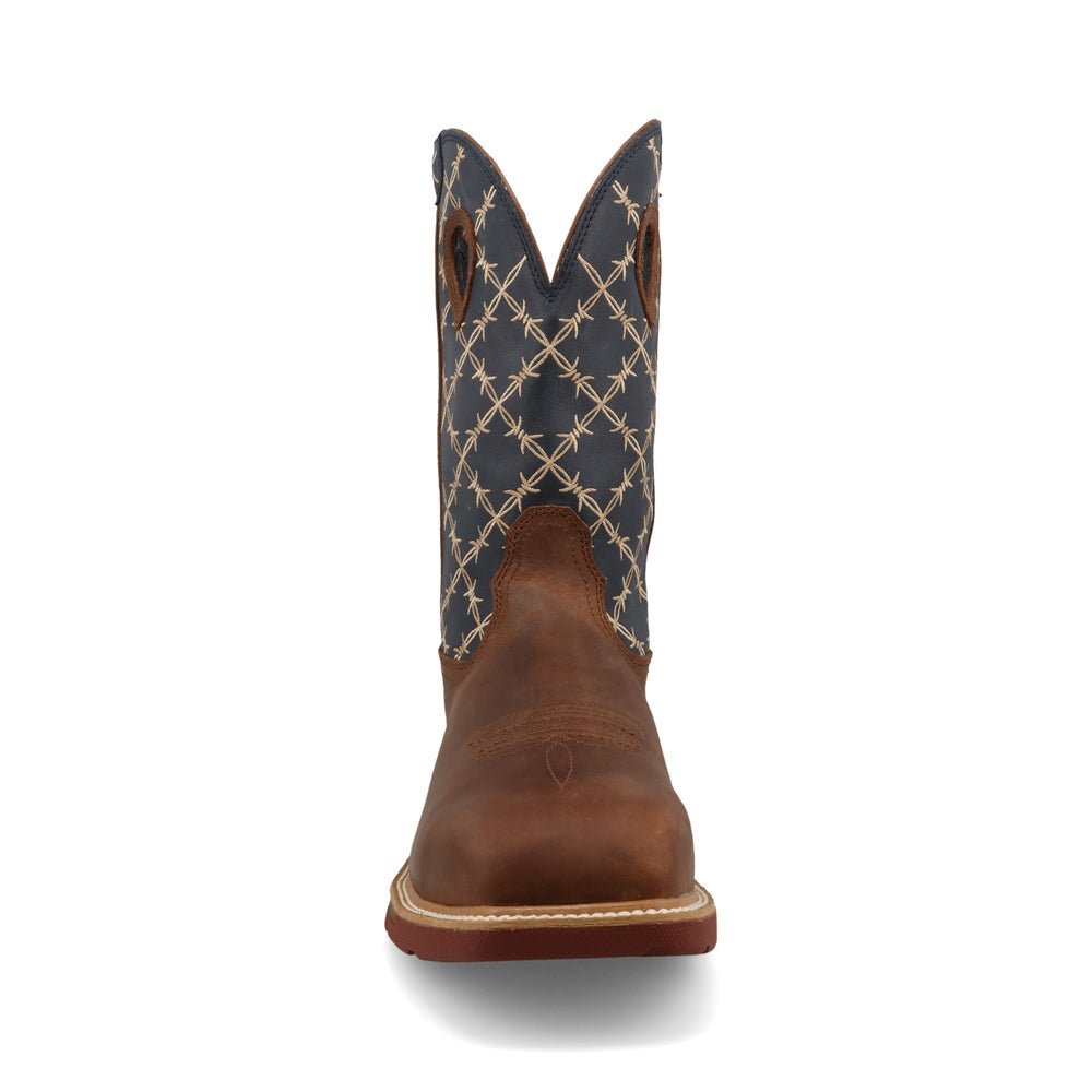 Twisted X Men's 12" Western Nano Comp Toe Met Guard Hazel & Navy Work Boot - MXBNWM1 - 7D