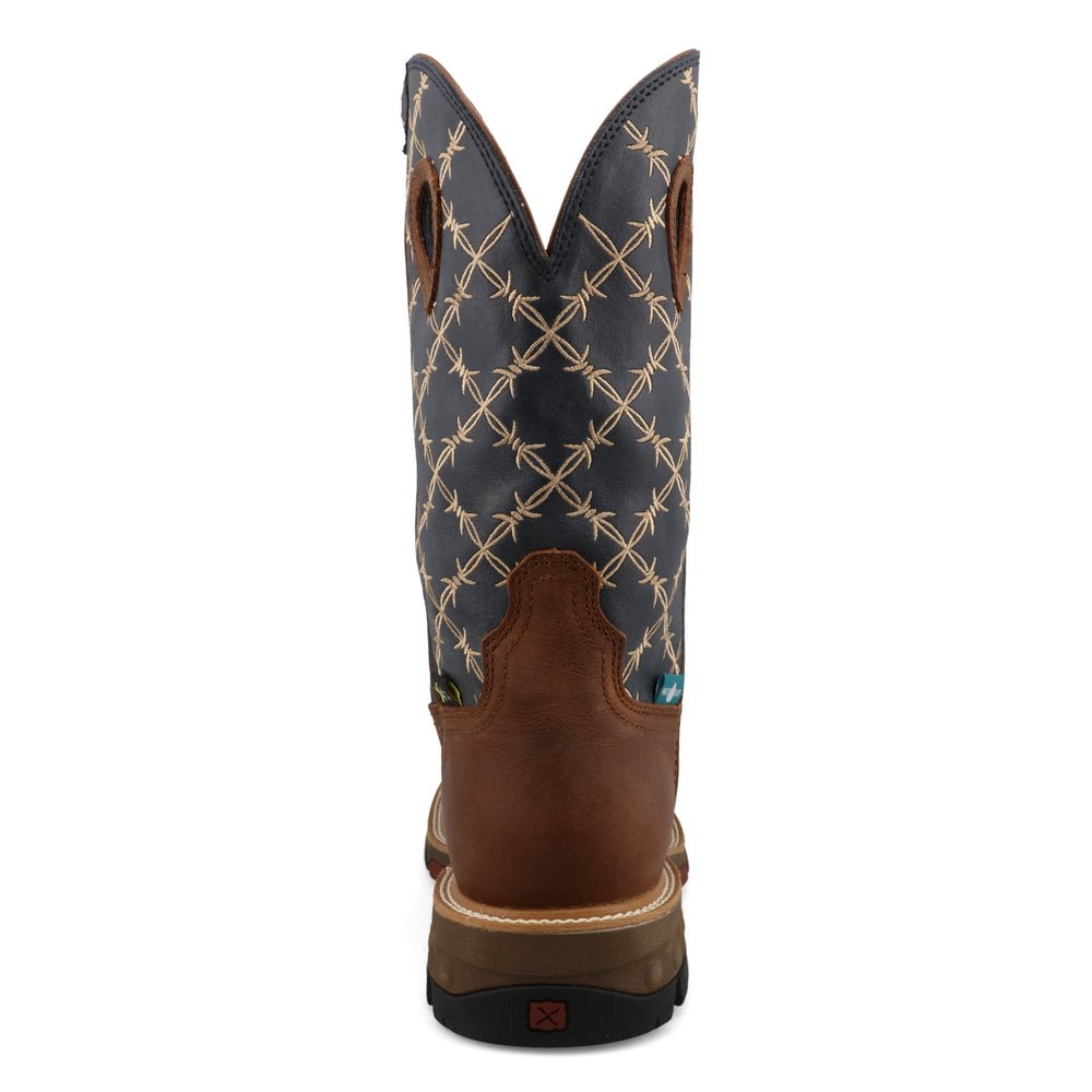 Twisted X Men's 12" Western Nano Comp Toe Met Guard Hazel & Navy Work Boot - MXBNWM1 - 7D