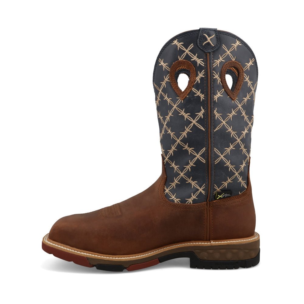 Twisted X Men's 12" Western Nano Comp Toe Met Guard Hazel & Navy Work Boot - MXBNWM1 - 7D
