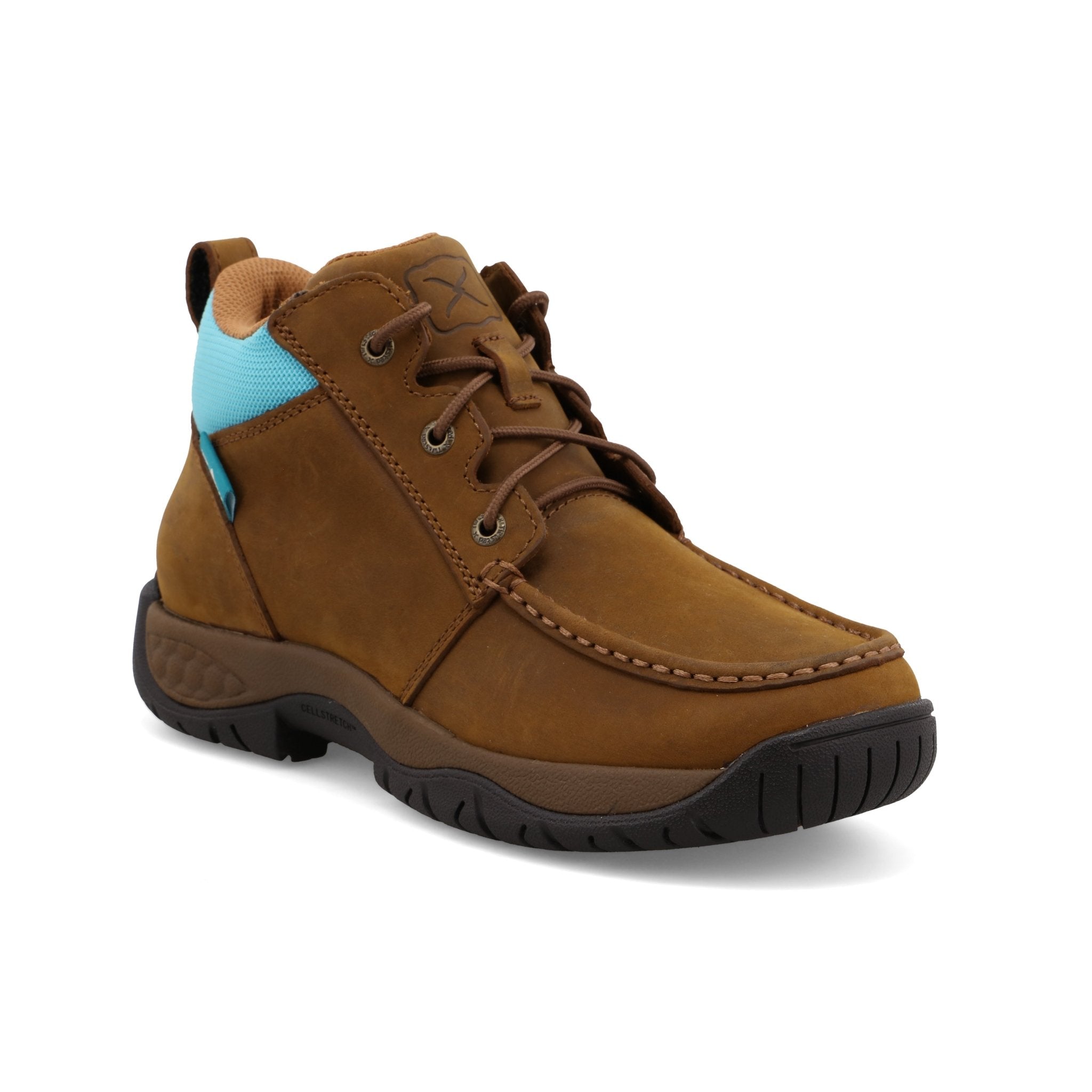 Twisted X Women's 4" Oiled Saddle and Aruba Blue All Around Work Boot - WAXW001 - 5.5M