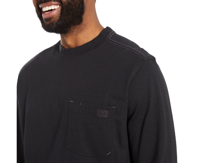 Wolverine Men's Guardian Cotton Black Long Sleeve Pocket T-Shirt - W1208470 - 003 - medium