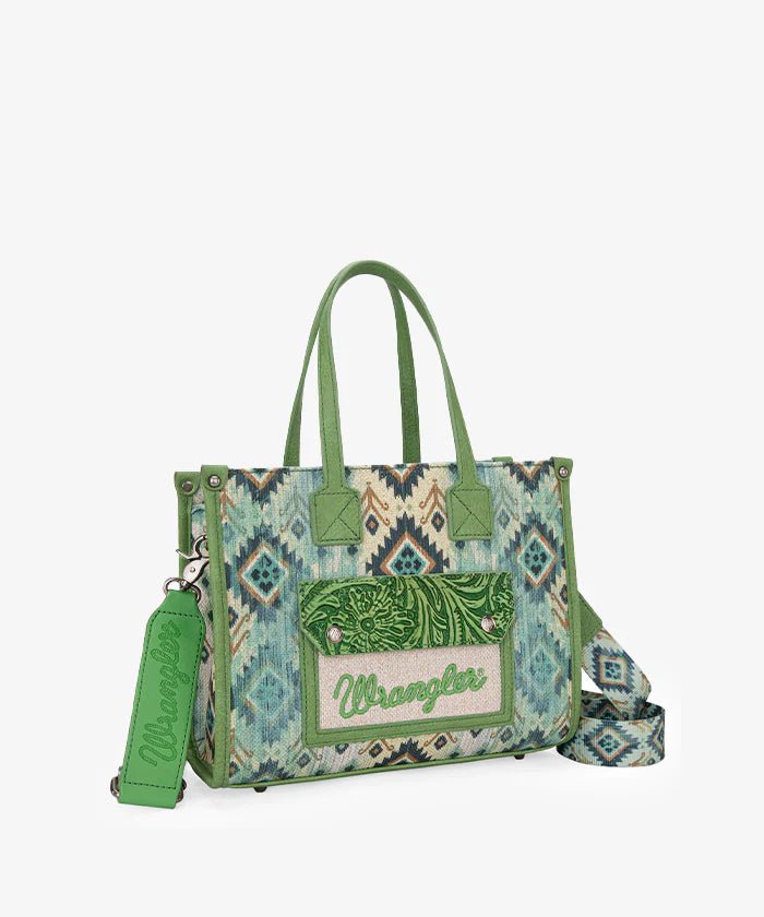 Wrangler Aztec Concealed Carry Canvas Tote Bag Collection - Green - WG130-8120SGN