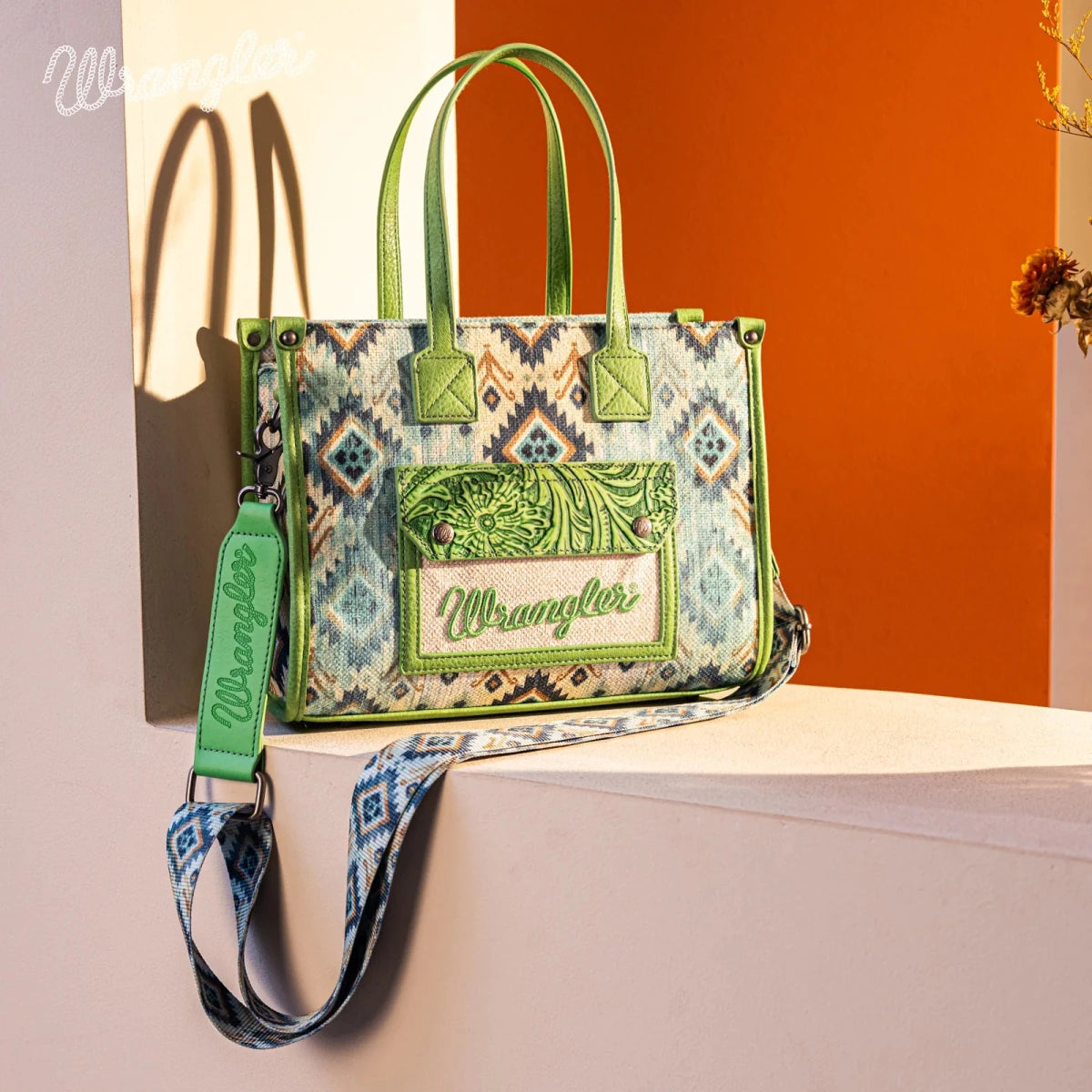 Wrangler Aztec Concealed Carry Canvas Tote Bag Collection - Green - WG130-8120SGN