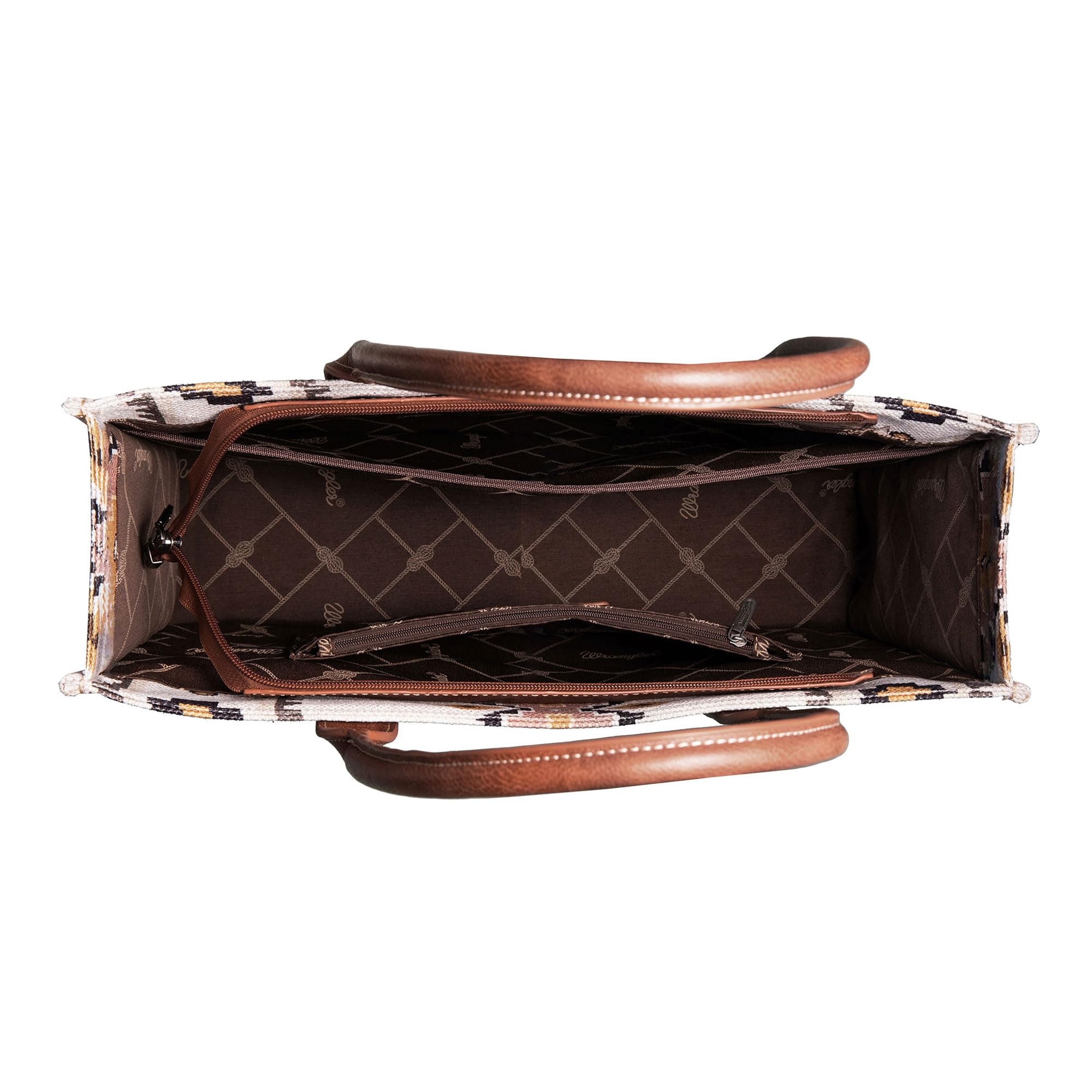 Wrangler Aztec Pattern Dual Sided Coffee Print Canvas Wide Tote Bag - WG2202 - 8119CF