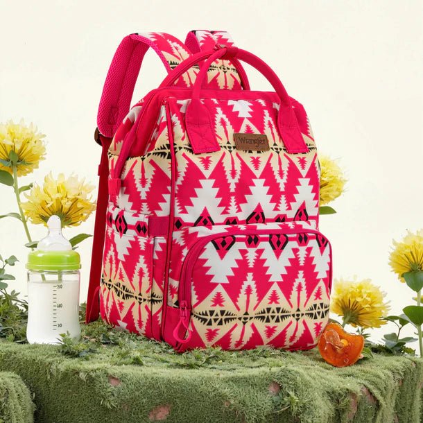Wrangler Aztec Printed Callie Backpack/Diaper Bag - Hot Pink - WG2204-91102HPK