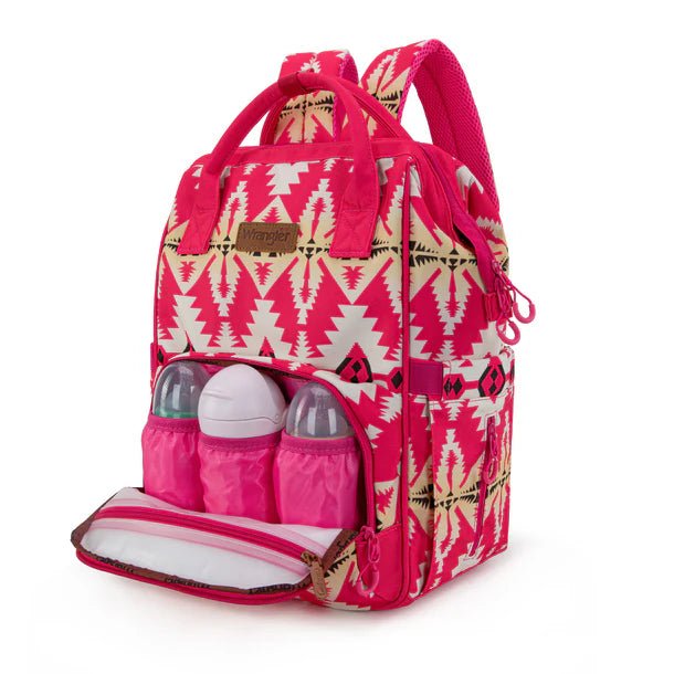 Wrangler Aztec Printed Callie Backpack/Diaper Bag - Hot Pink - WG2204-91102HPK