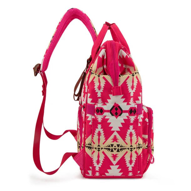 Wrangler Aztec Printed Callie Backpack/Diaper Bag - Hot Pink - WG2204-91102HPK