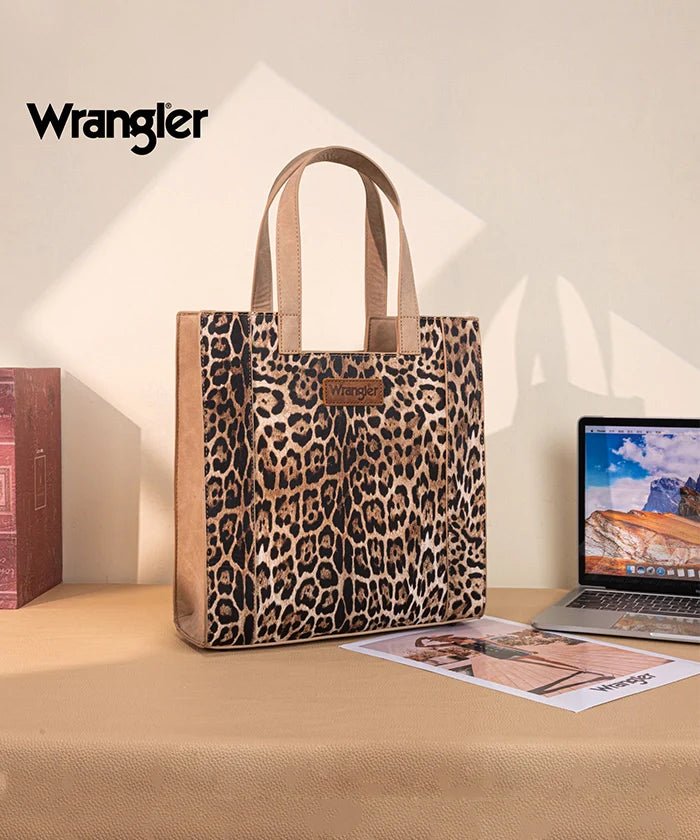 Wrangler Leopard Print Tote Bag - Brown - WG296-8900BR