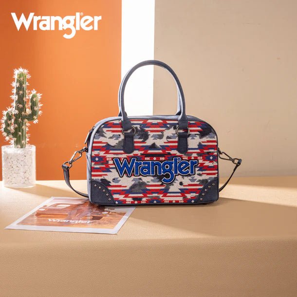 Wrangler Aztec Print Satchel/Crossbody - Navy - WG302-8132NY