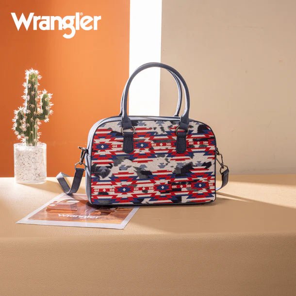 Wrangler Aztec Print Satchel/Crossbody - Navy - WG302-8132NY