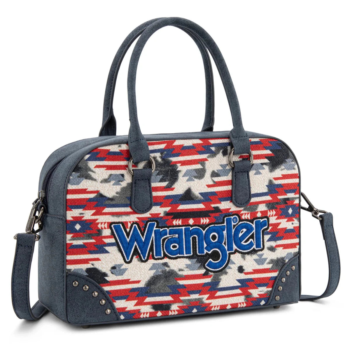 Wrangler Aztec Print Satchel/Crossbody - Navy - WG302-8132NY
