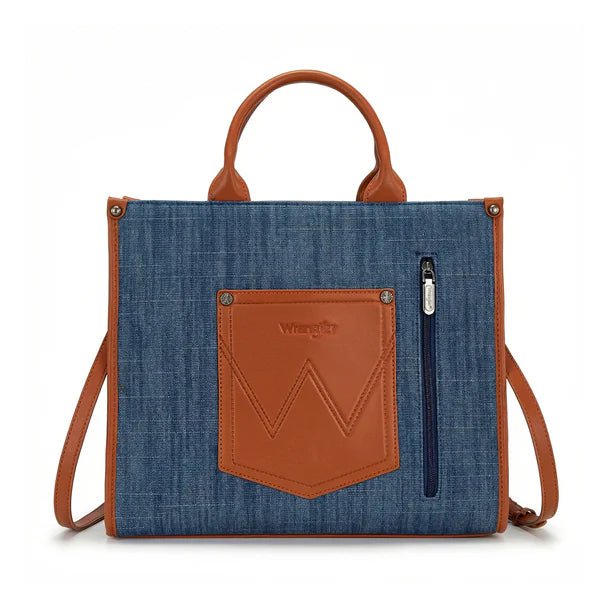 Wrangler Aztec Studded Denim Tote & Crossbody Bag - Jean - WG435-8119JN