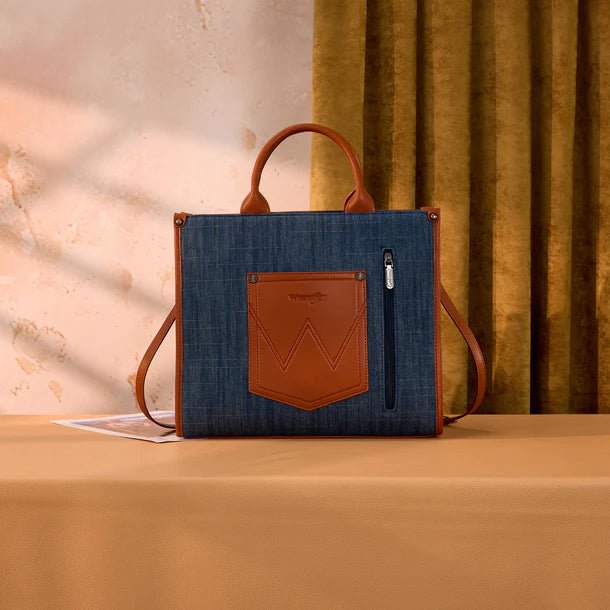 Wrangler Aztec Studded Denim Tote & Crossbody Bag - Jean - WG435-8119JN