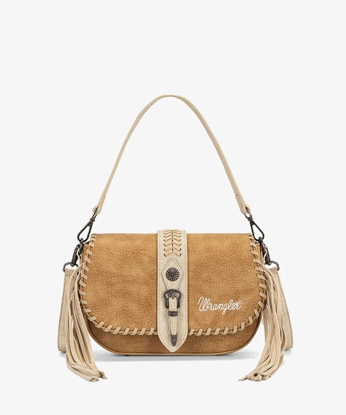 Wrangler Braided Tassle Saddle Crossbody Bag - Brown - WG454-2003BR
