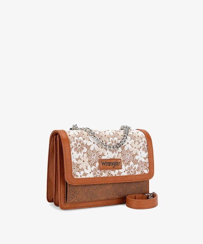 Wrangler Vintage Petal Floral Chain Shoulder Bag - Brown - WG455-2365JN
