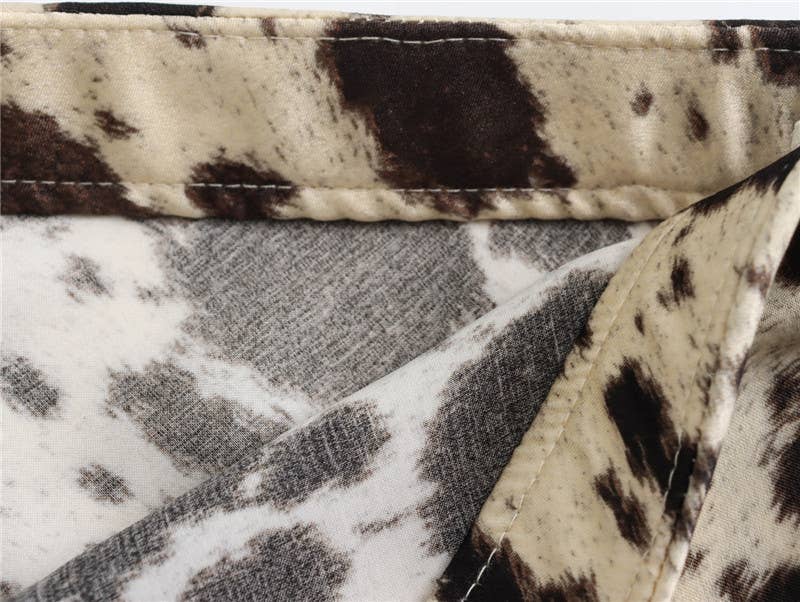 Rosa Clothing Satin Wild Western Animal Cow Print Skirt - Cow