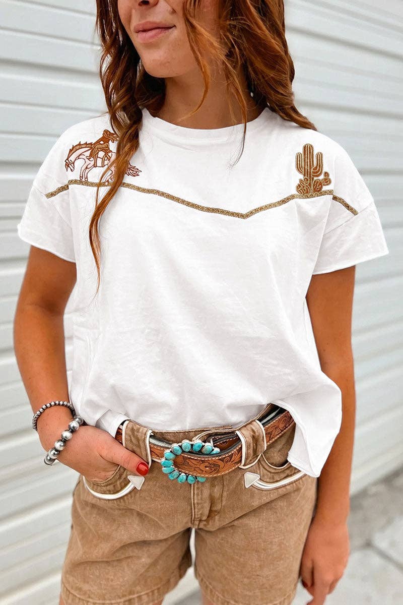 Soli Echo Women's Cactus Pattern Crew Neck T-Shirt