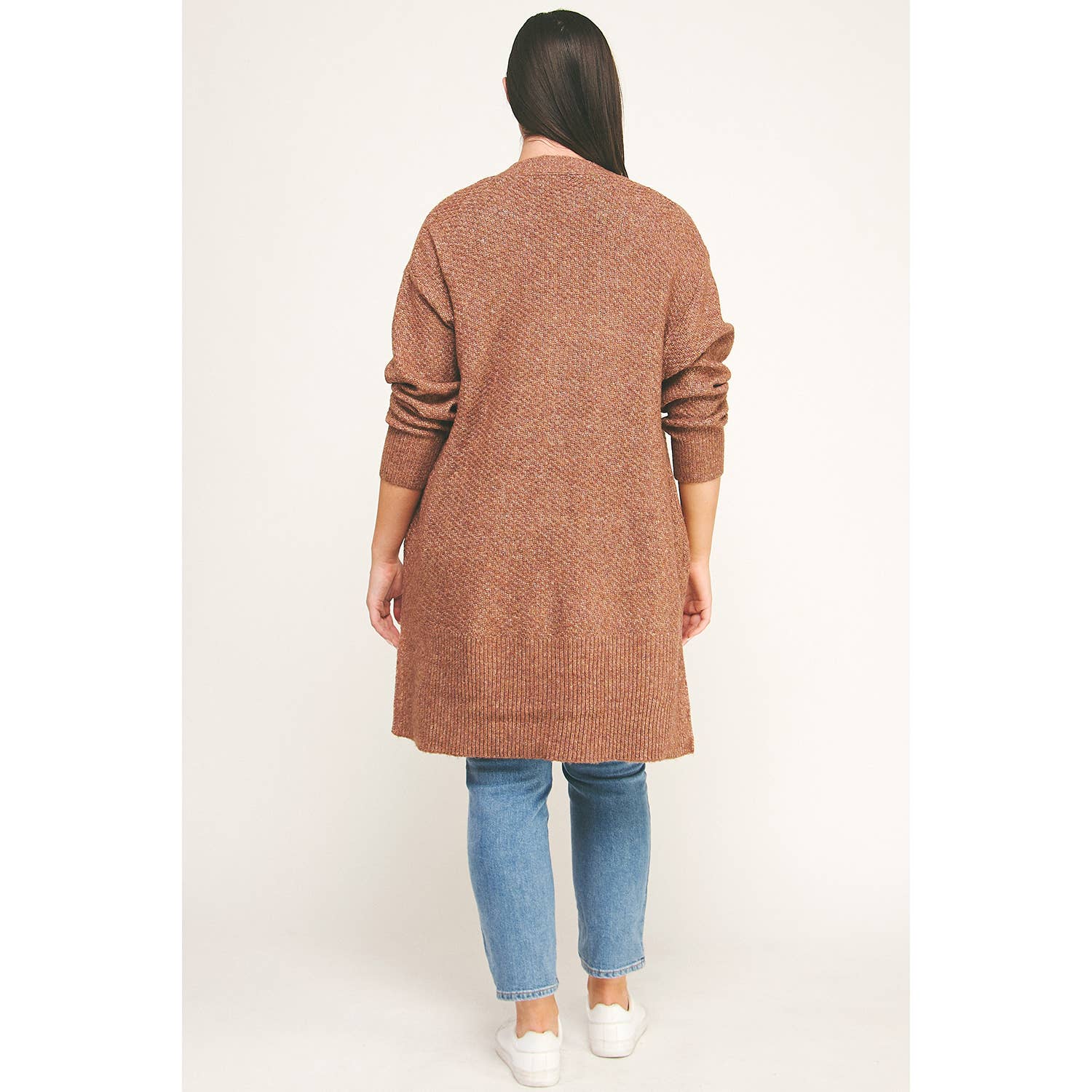 Winslow Collection Plus Size Cozy Confidence Long Cardigan - Brown