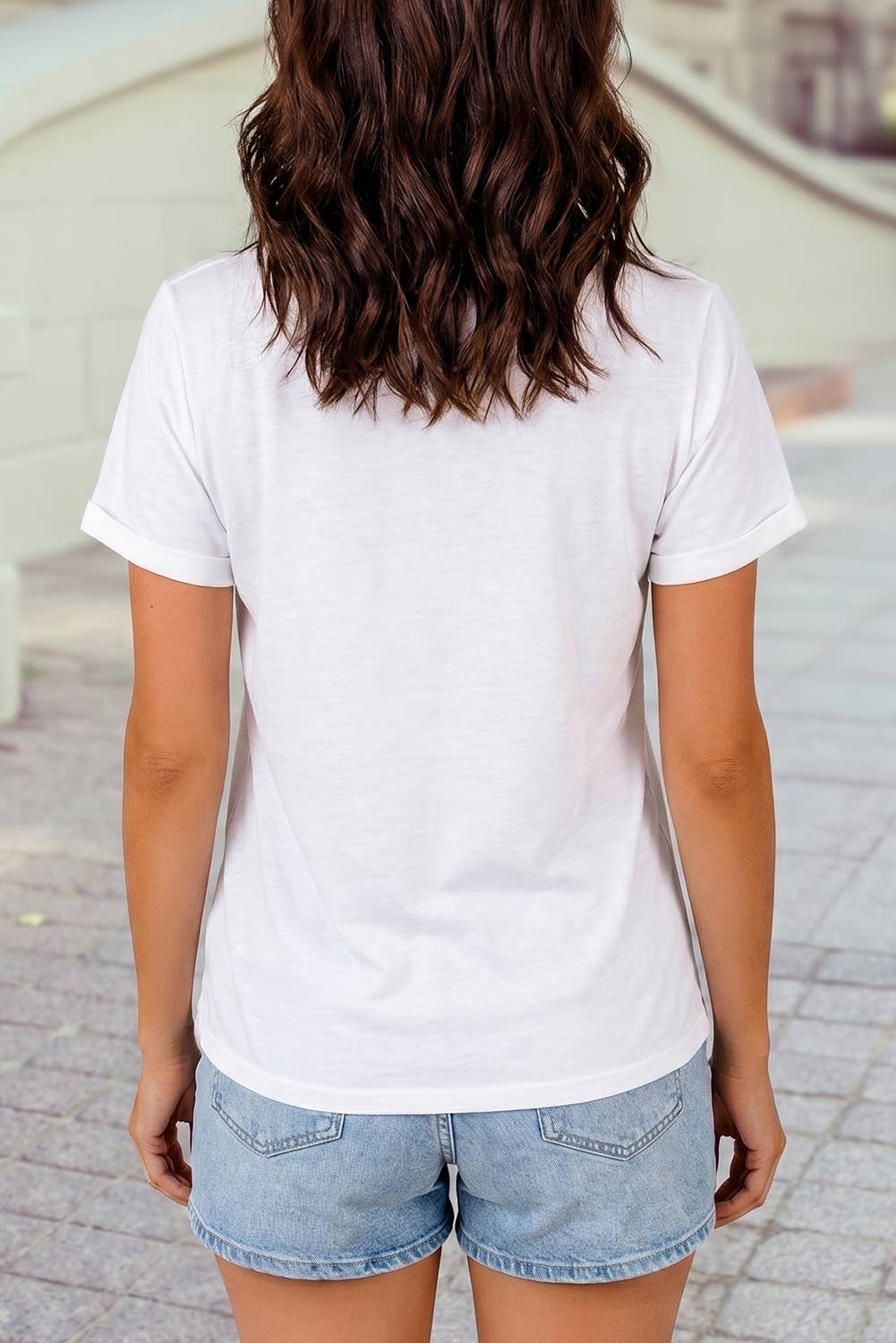 1 the Woman Retro Cowboy Roping Cotton Blend Graphic Tee - White