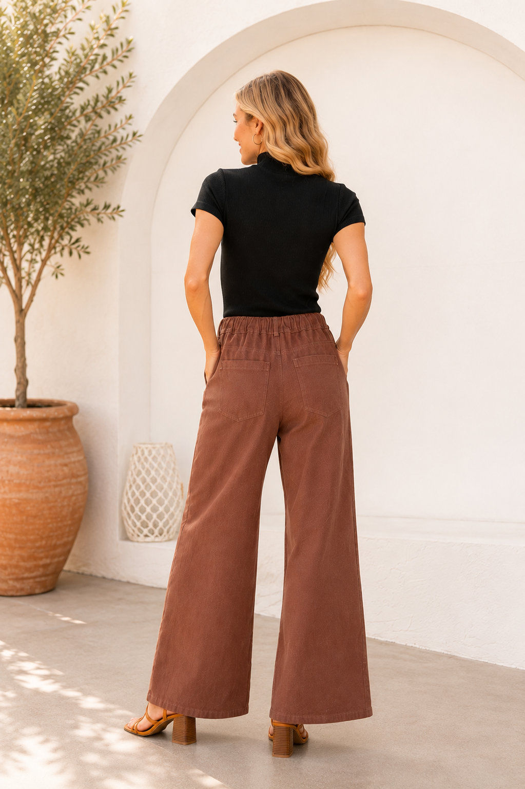 Sew in Love Plus Relaxed Fit Wide Leg Pants - Brown